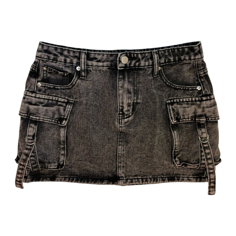 Charlotte Russe Y2K Black Denim Cargo Mini Skirt | 2000s